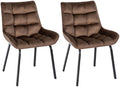 2-delige set Eetkamerstoelen - Keukenstoelen - Comfortabele Zithoogte, Metalen Onderstel Kleur bruin Materiaal zacht