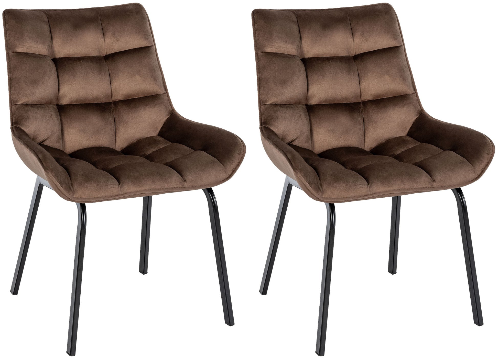 2-delige set Eetkamerstoelen - Keukenstoelen - Comfortabele Zithoogte, Metalen Onderstel Kleur bruin Materiaal zacht