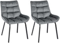 2-delige set Eetkamerstoelen - Keukenstoelen - Comfortabele Zithoogte, Metalen Onderstel Kleur donkergrijs Materiaal zacht