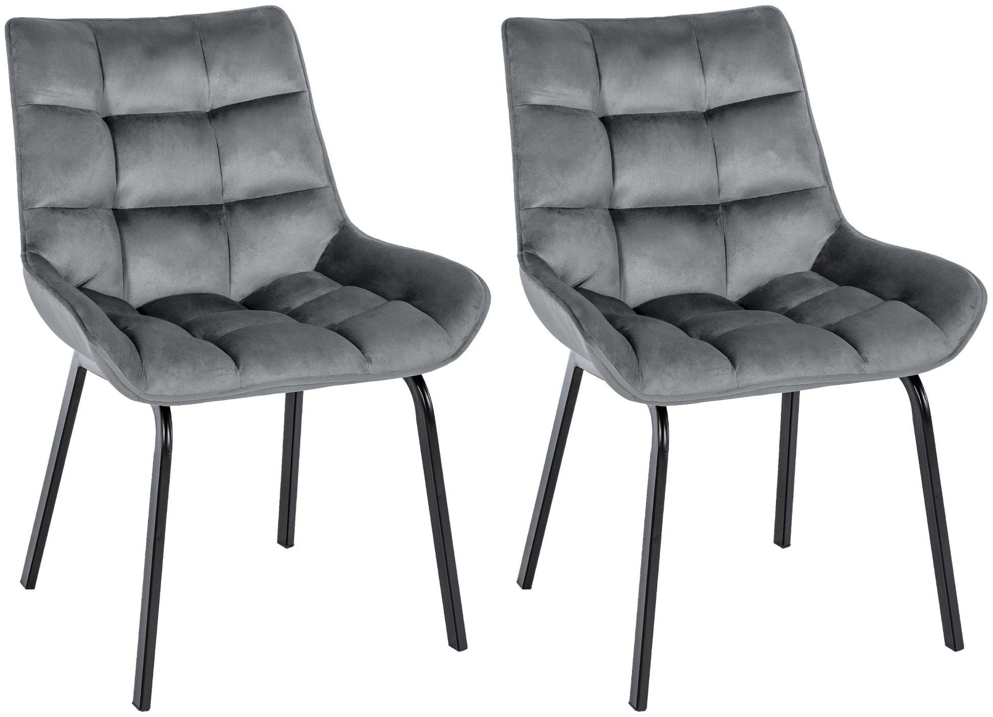 2-delige set Eetkamerstoelen - Keukenstoelen - Comfortabele Zithoogte, Metalen Onderstel Kleur donkergrijs Materiaal zacht