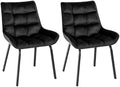 2-delige set Eetkamerstoelen - Keukenstoelen - Comfortabele Zithoogte, Metalen Onderstel Kleur zwart Materiaal zacht