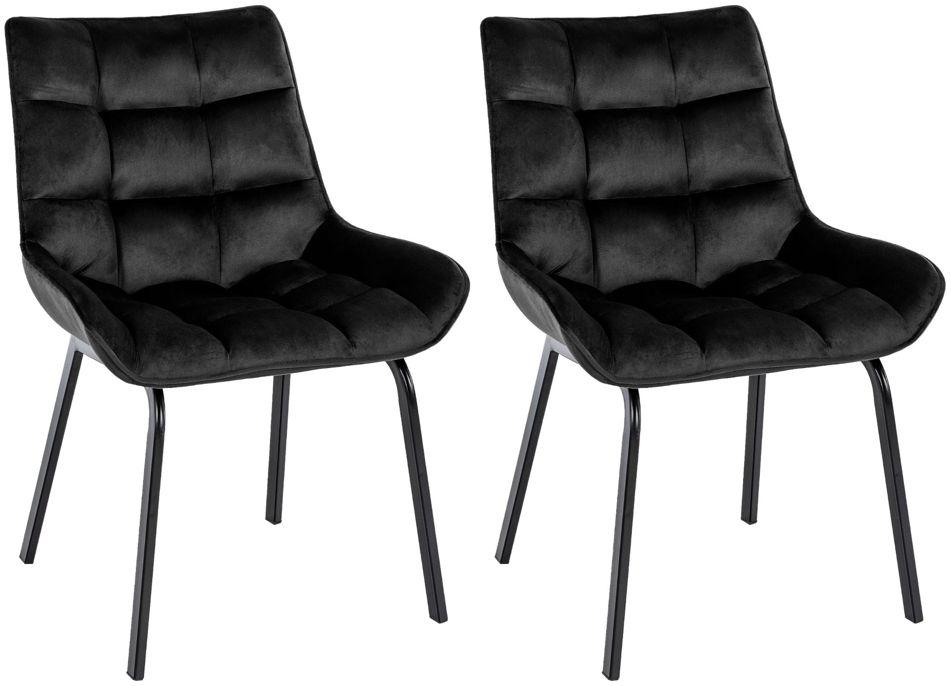 2-delige set Eetkamerstoelen - Keukenstoelen - Comfortabele Zithoogte, Metalen Onderstel Kleur zwart Materiaal zacht