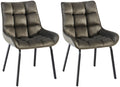 2-delige set Eetkamerstoelen - Keukenstoelen - Comfortabele Zithoogte, Metalen Onderstel Kleur antraciet Materiaal zacht