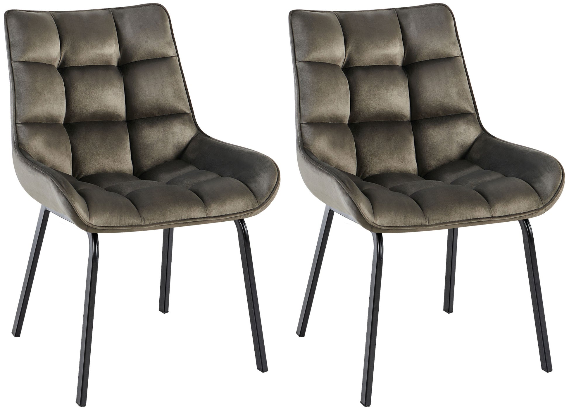 2-delige set Eetkamerstoelen - Keukenstoelen - Comfortabele Zithoogte, Metalen Onderstel Kleur antraciet Materiaal zacht