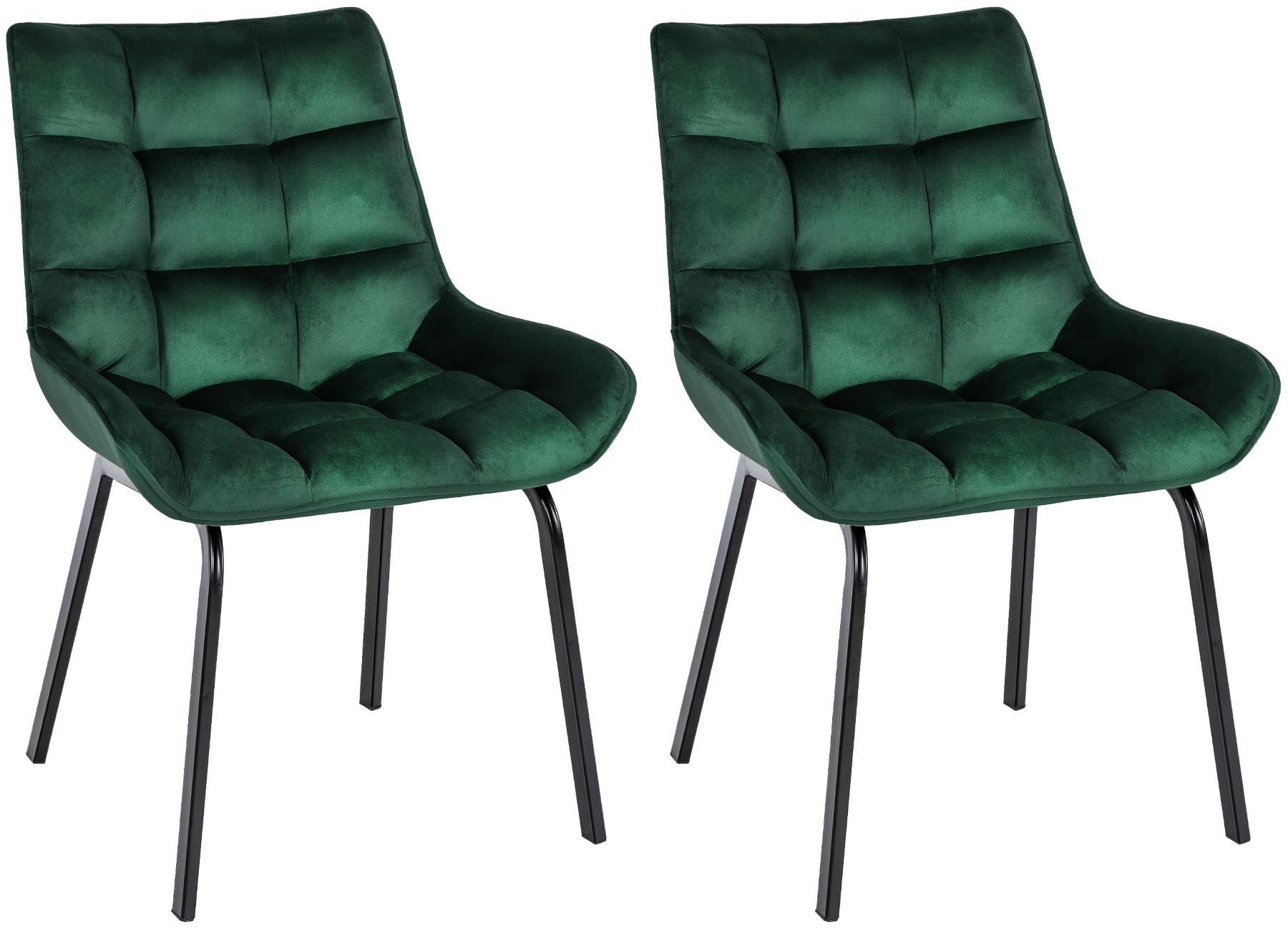 2-delige set Eetkamerstoelen - Keukenstoelen - Comfortabele Zithoogte, Metalen Onderstel Kleur groen Materiaal zacht