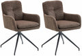 2-delige set Eetkamerstoelen - Keukenstoelen - 180° Swivel-functie Kleur bruin