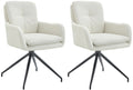 2-delige set Eetkamerstoelen - Keukenstoelen - 180° Swivel-functie Kleur crème