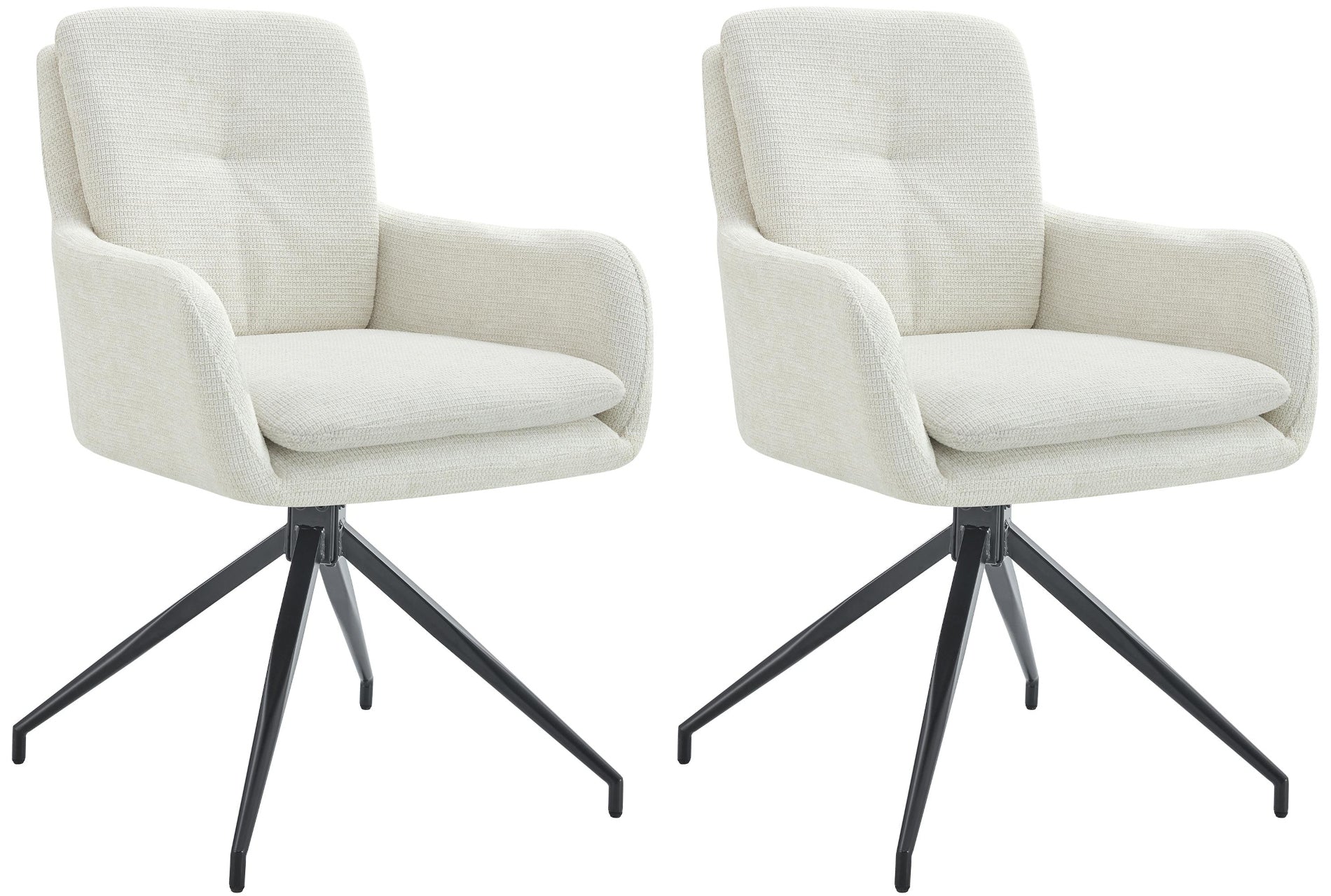 2-delige set Eetkamerstoelen - Keukenstoelen - 180° Swivel-functie Kleur crème