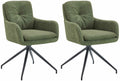 2-delige set Eetkamerstoelen - Keukenstoelen - 180° Swivel-functie Kleur groen