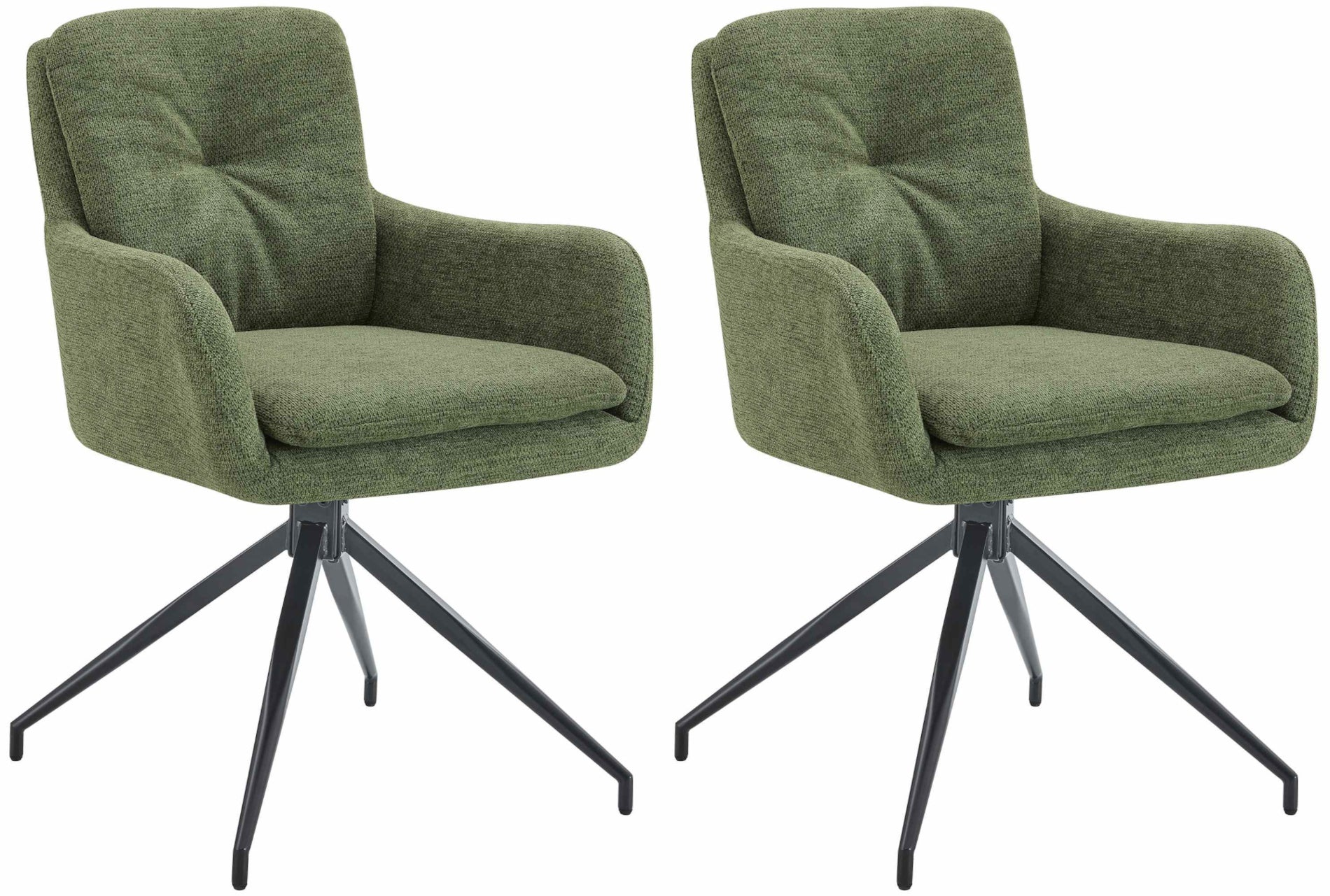 2-delige set Eetkamerstoelen - Keukenstoelen - 180° Swivel-functie Kleur groen