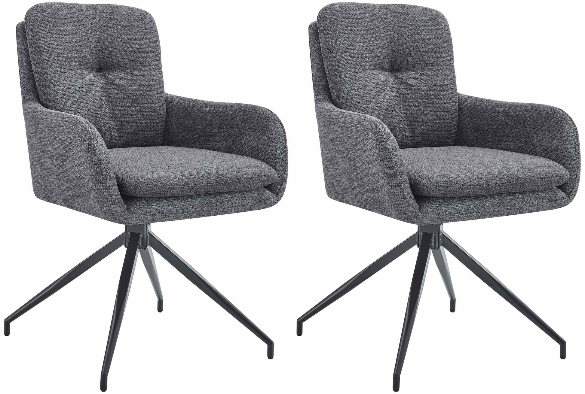 2-delige set Eetkamerstoelen - Keukenstoelen - 180° Swivel-functie Kleur donkergrijs