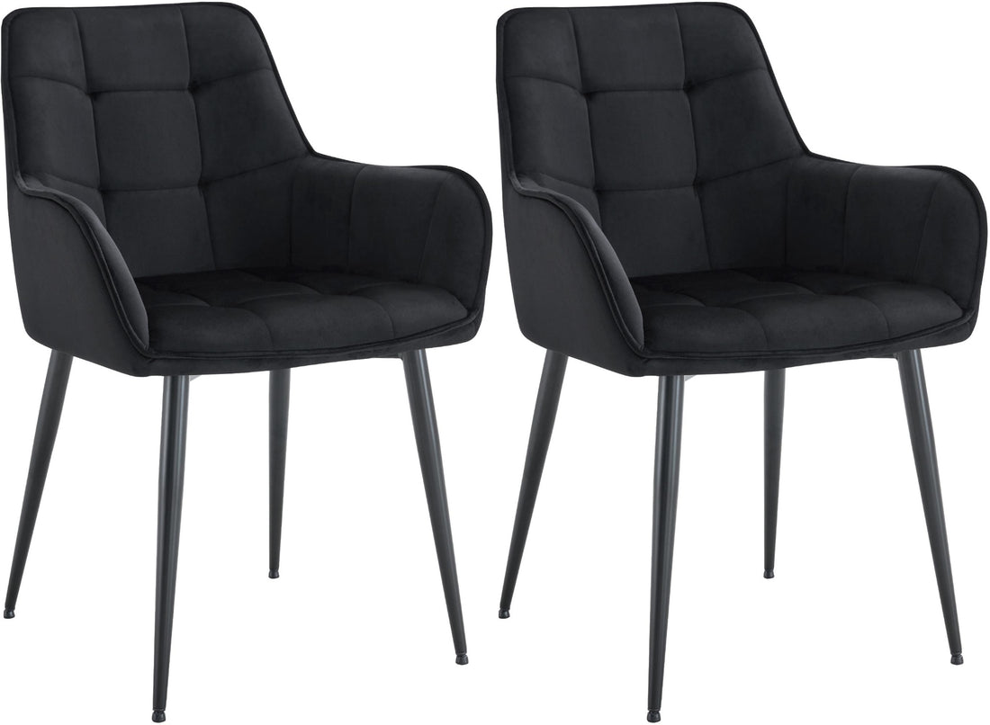 2-delige Set Eetkamerstoelen - Velvet Fauteuil - Ergonomisch Comfort Kleur zwart