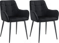 2-delige Set Eetkamerstoelen - Velvet Fauteuil - Ergonomisch Comfort Kleur zwart