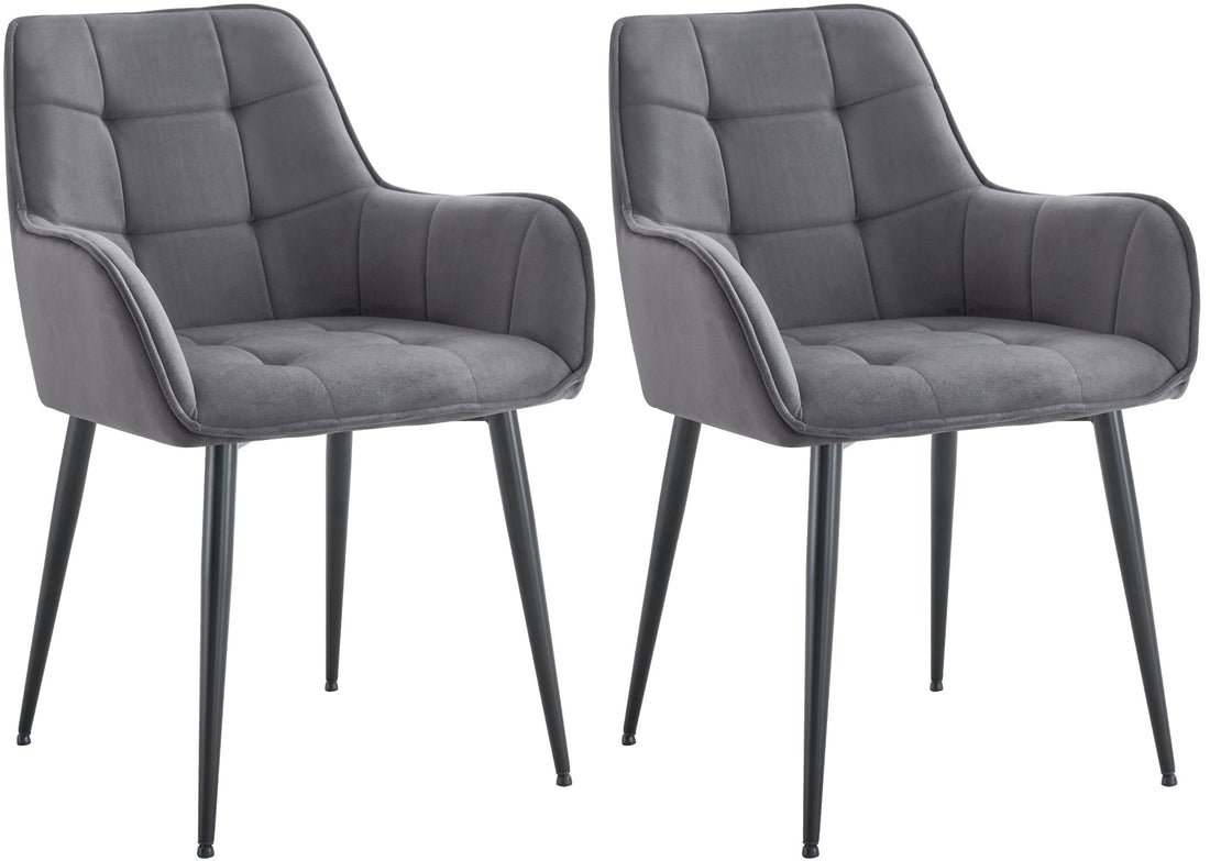 2-delige Set Eetkamerstoelen - Velvet Fauteuil - Ergonomisch Comfort Kleur zwart