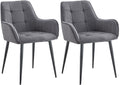 2-delige Set Eetkamerstoelen - Velvet Fauteuil - Ergonomisch Comfort Kleur donkergrijs