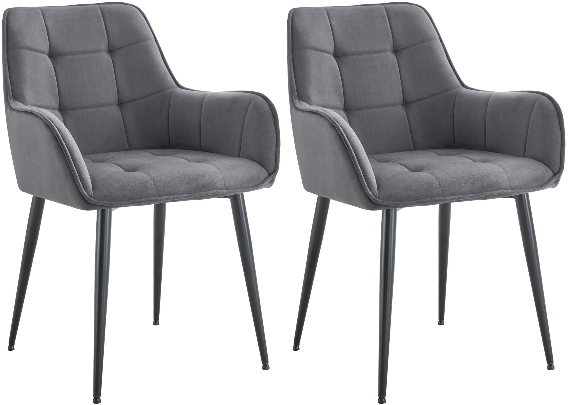 2-delige Set Eetkamerstoelen - Velvet Fauteuil - Ergonomisch Comfort Kleur donkergrijs