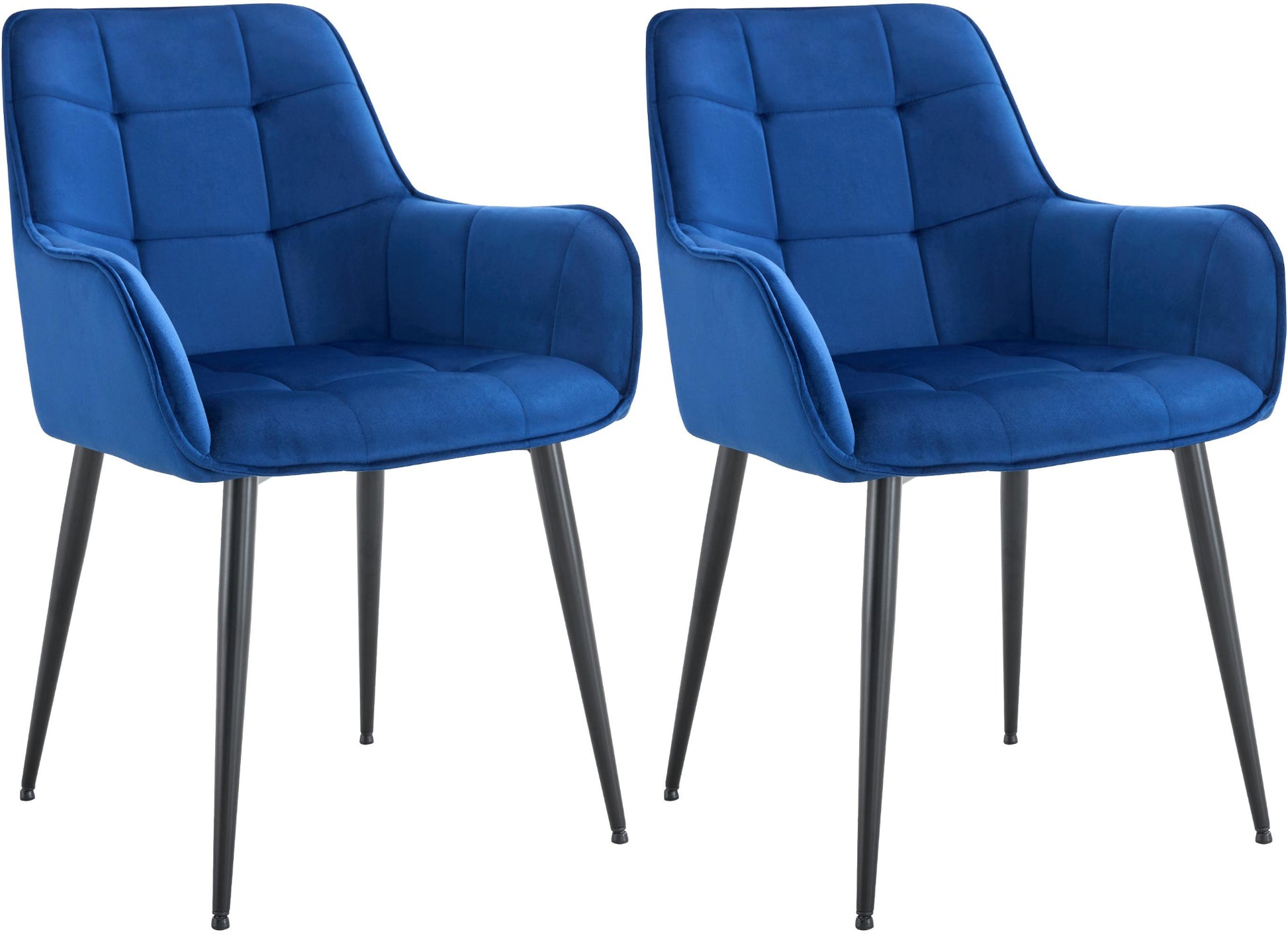 2-delige Set Eetkamerstoelen - Velvet Fauteuil - Ergonomisch Comfort Kleur donkerblauw