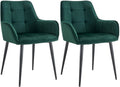 2-delige Set Eetkamerstoelen - Velvet Fauteuil - Ergonomisch Comfort Kleur donkergroen