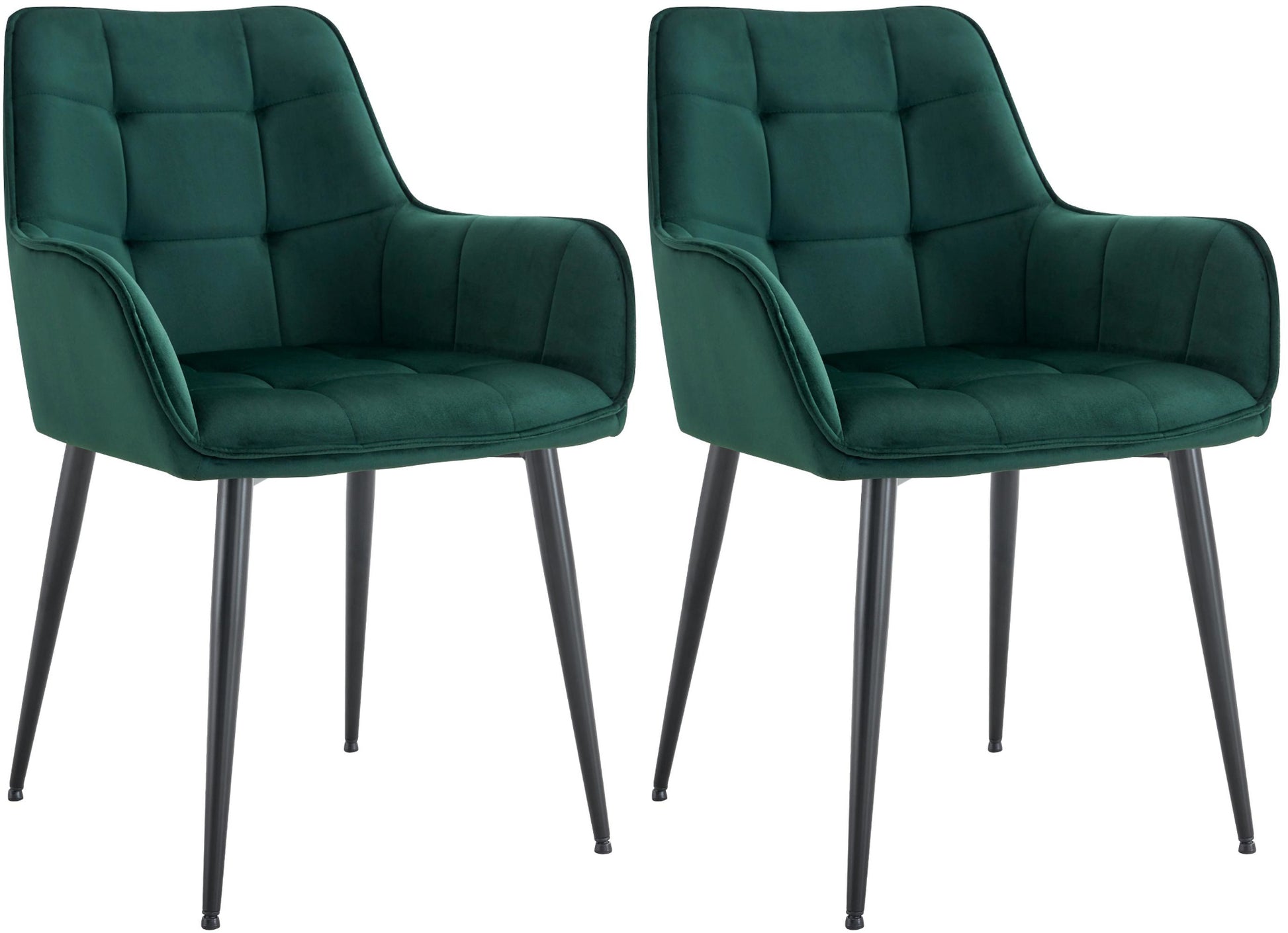 2-delige Set Eetkamerstoelen - Velvet Fauteuil - Ergonomisch Comfort Kleur donkergroen