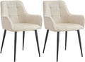 2-delige Set Eetkamerstoelen - Velvet Fauteuil - Ergonomisch Comfort Kleur crème