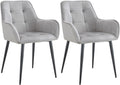 2-delige Set Eetkamerstoelen - Velvet Fauteuil - Ergonomisch Comfort Kleur lichtgrijs