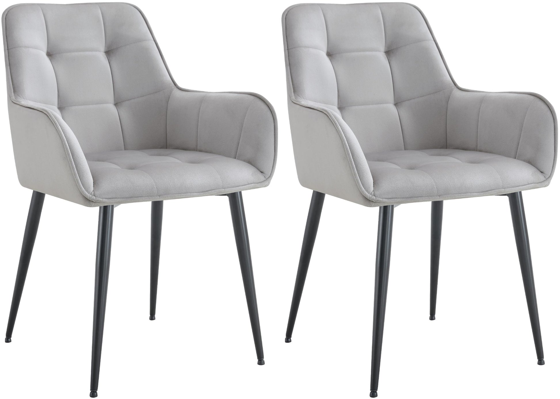 2-delige Set Eetkamerstoelen - Velvet Fauteuil - Ergonomisch Comfort Kleur lichtgrijs