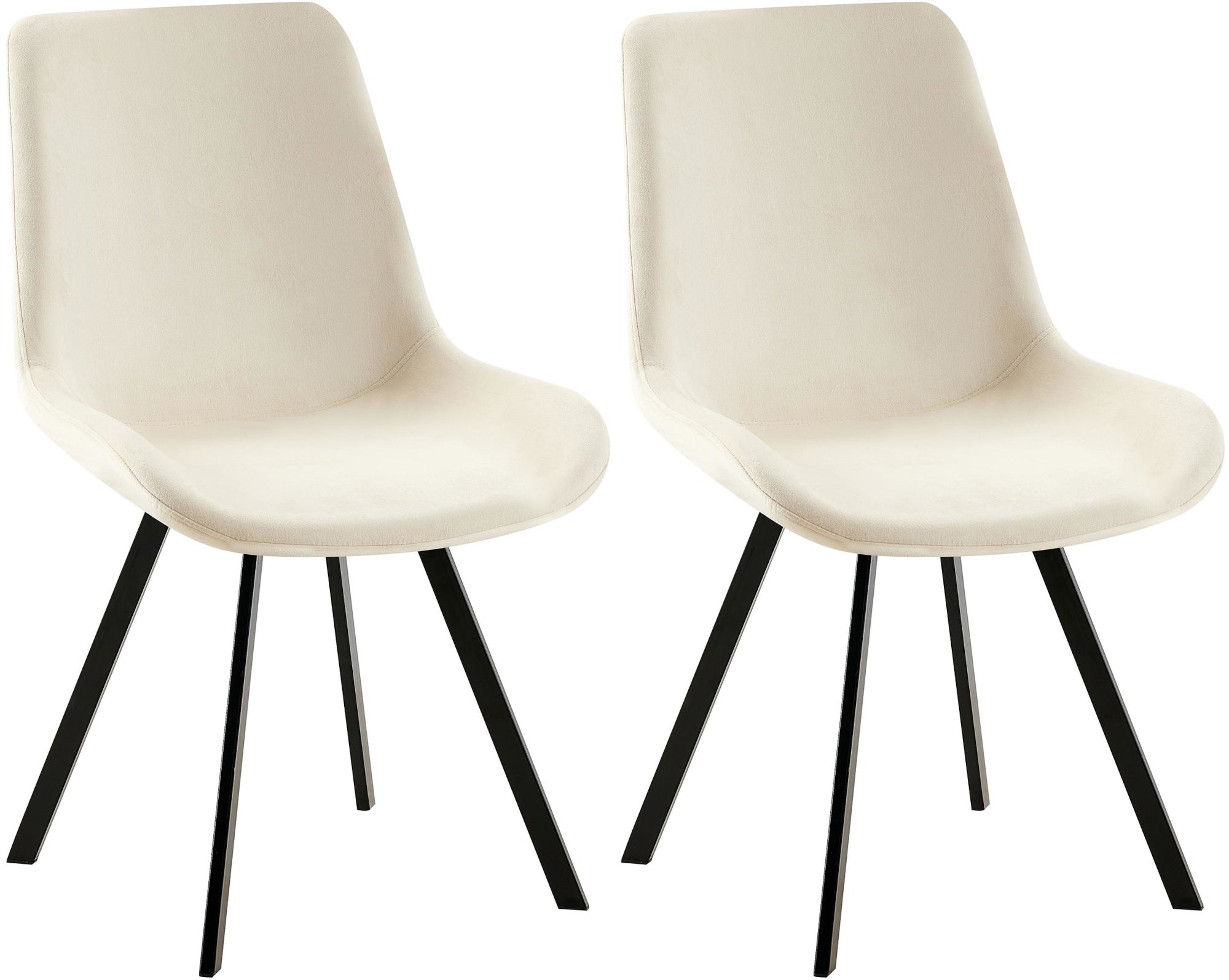 2-delige Set Eetkamerstoelen Fluweel - Keukenstoelen - 360° Draaibaar & Comfortabel Kleur crème