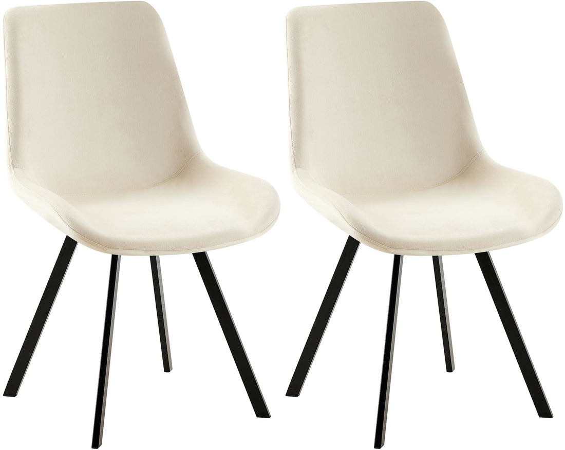 2-delige Set Eetkamerstoelen Fluweel - Keukenstoelen - 360° Draaibaar & Comfortabel Kleur crème