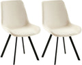 2-delige Set Eetkamerstoelen Fluweel - Keukenstoelen - 360° Draaibaar & Comfortabel Kleur crème