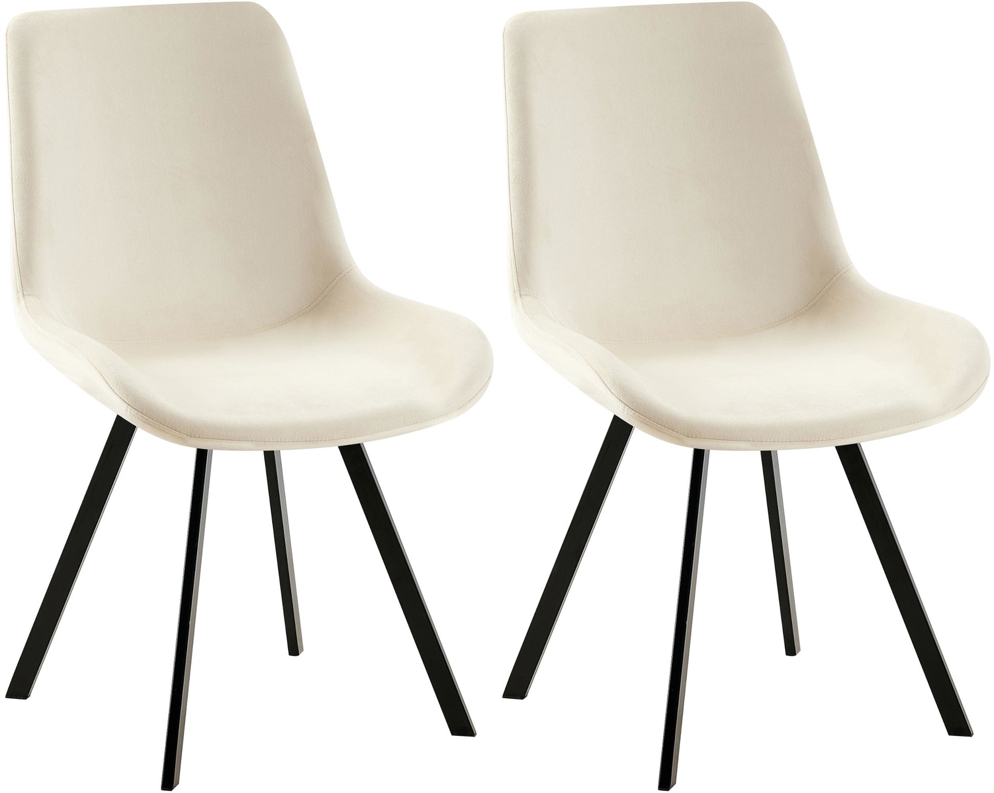 2-delige Set Eetkamerstoelen Fluweel - Keukenstoelen - 360° Draaibaar & Comfortabel Kleur crème