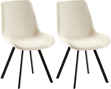 2-delige Set Eetkamerstoelen Fluweel - Keukenstoelen - 360° Draaibaar & Comfortabel Kleur crème