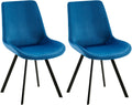 2-delige Set Eetkamerstoelen Fluweel - Keukenstoelen - 360° Draaibaar & Comfortabel Kleur donkerblauw