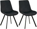 2-delige Set Eetkamerstoelen Fluweel - Keukenstoelen - 360° Draaibaar & Comfortabel Kleur zwart