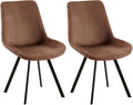 2-delige Set Eetkamerstoelen Fluweel - Keukenstoelen - 360° Draaibaar & Comfortabel Kleur bruin