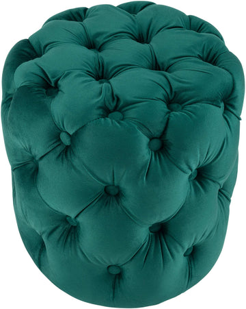 Fluwelen hocker Chesterfield – Voetenbank, Poef – Elegant design, gemakkelijk schoon te maken Kleur donkergroen