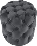 Fluwelen hocker Chesterfield-stijl - Poef voetenbank - Elegant design, onderhoudsvriendelijk Kleur donkergrijs