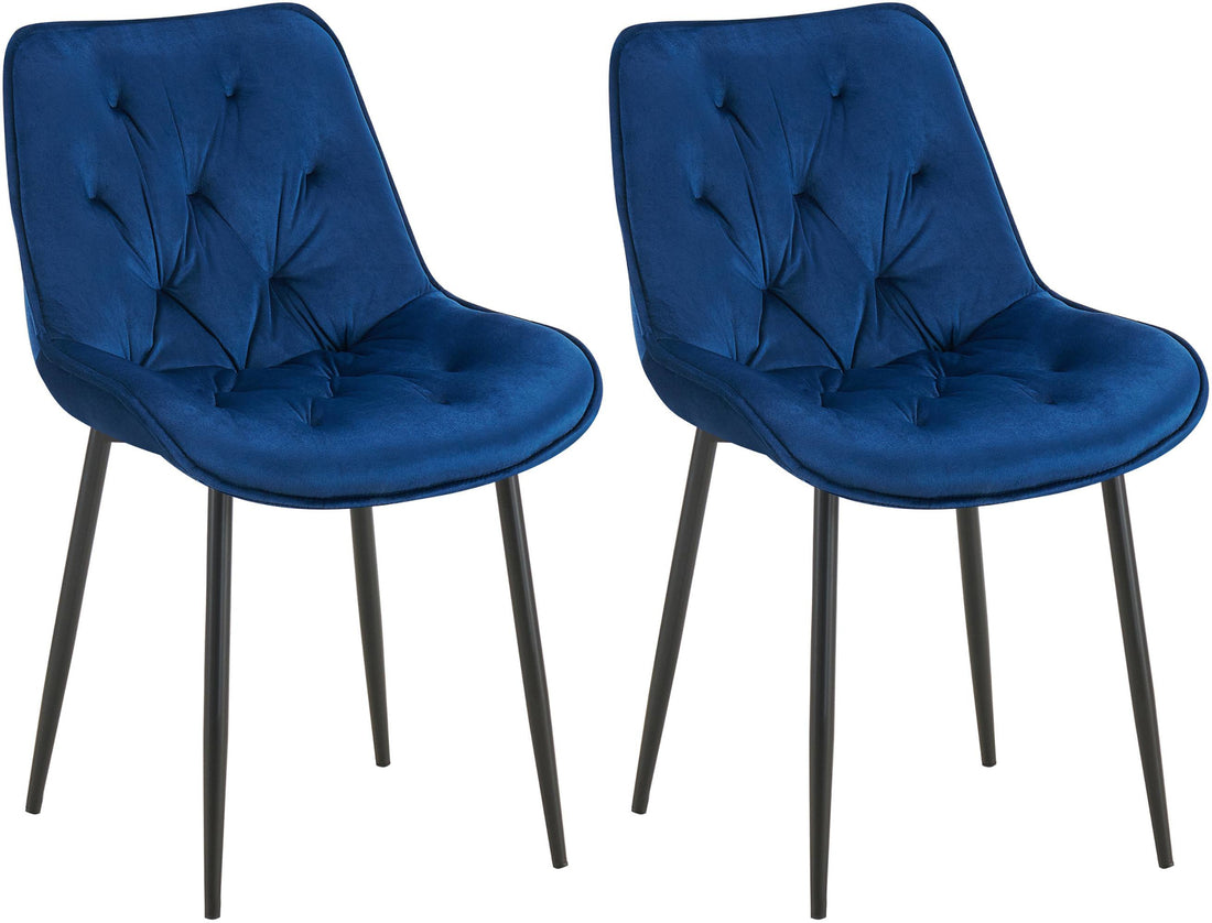 2-delige Set Eetkamerstoelen Fluweel - Keukenstoelen - Hoog Zitcomfort Kleur blauw