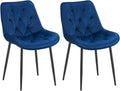 2-delige Set Eetkamerstoelen Fluweel - Keukenstoelen - Hoog Zitcomfort Kleur blauw