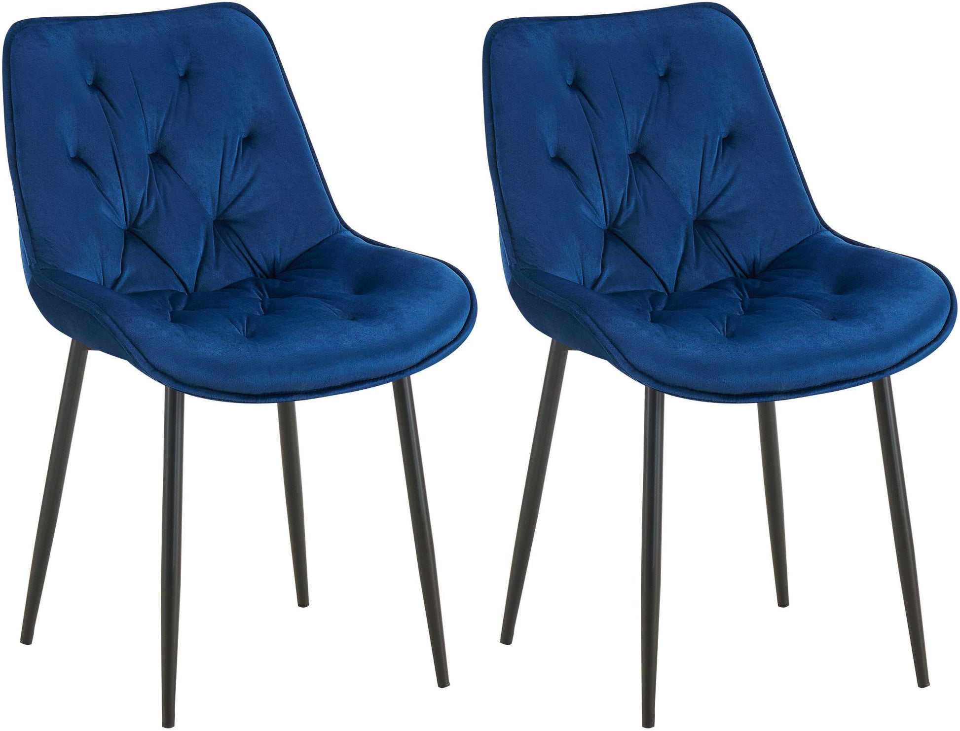2-delige Set Eetkamerstoelen Fluweel - Keukenstoelen - Hoog Zitcomfort Kleur blauw