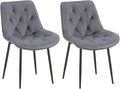 2-delige Set Eetkamerstoelen Fluweel - Keukenstoelen - Hoog Zitcomfort Kleur donkergrijs