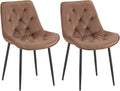 2-delige Set Eetkamerstoelen Fluweel - Keukenstoelen - Hoog Zitcomfort Kleur bruin