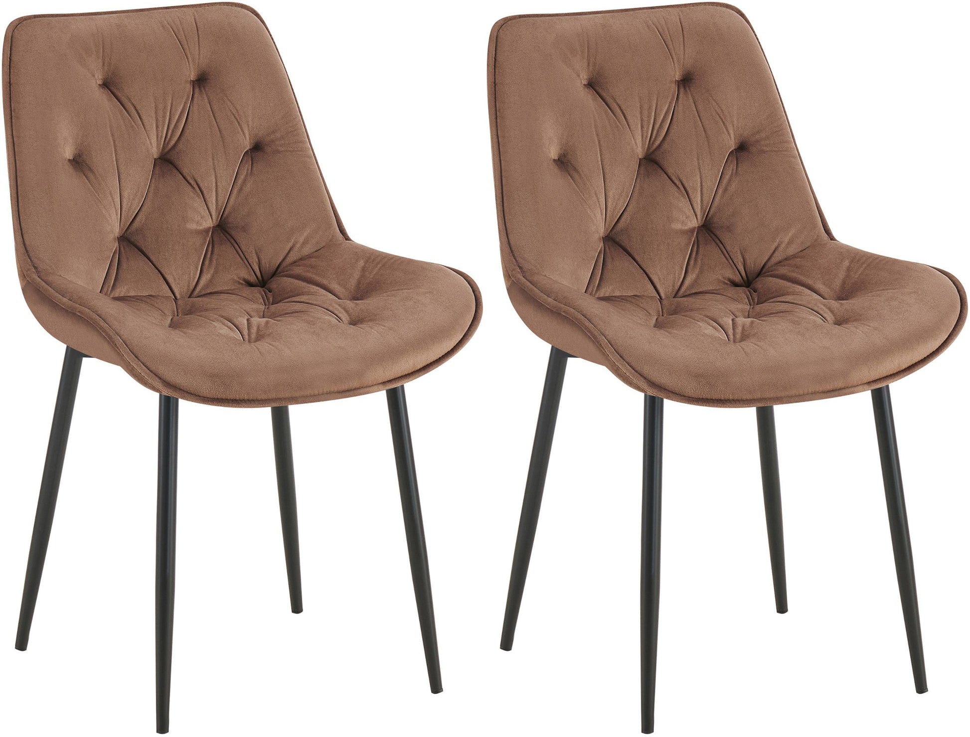 2-delige Set Eetkamerstoelen Fluweel - Keukenstoelen - Hoog Zitcomfort Kleur bruin