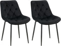 2-delige Set Eetkamerstoelen Fluweel - Keukenstoelen - Hoog Zitcomfort Kleur zwart