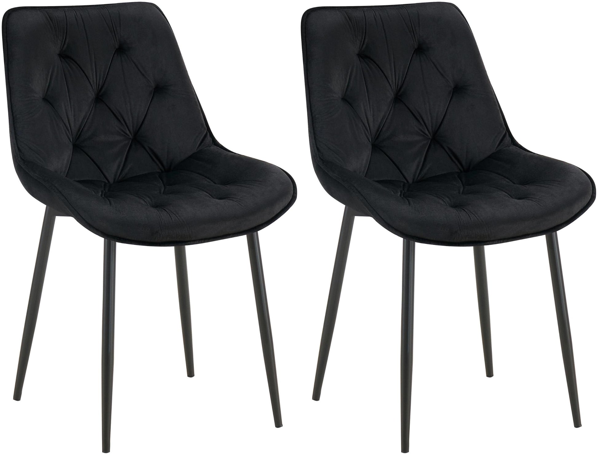 2-delige Set Eetkamerstoelen Fluweel - Keukenstoelen - Hoog Zitcomfort Kleur zwart