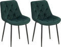 2-delige Set Eetkamerstoelen Fluweel - Keukenstoelen - Hoog Zitcomfort Kleur groen