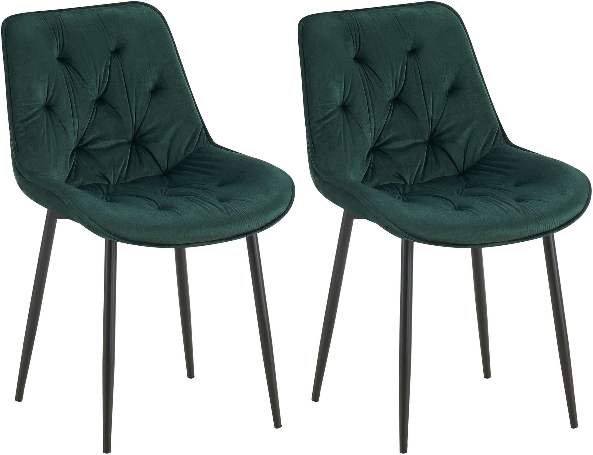 2-delige Set Eetkamerstoelen Fluweel - Keukenstoelen - Hoog Zitcomfort Kleur groen