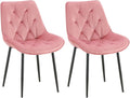 2-delige Set Eetkamerstoelen Fluweel - Keukenstoelen - Hoog Zitcomfort Kleur roos
