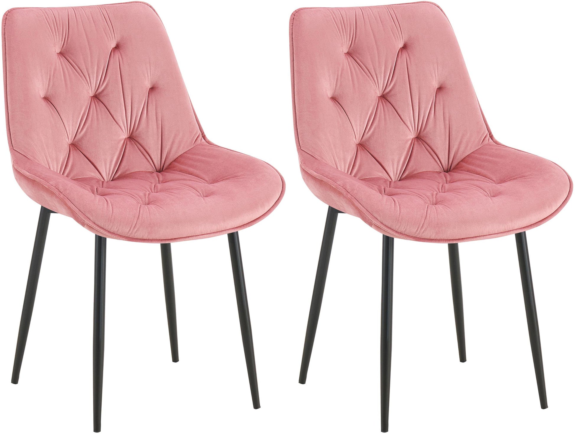 2-delige Set Eetkamerstoelen Fluweel - Keukenstoelen - Hoog Zitcomfort Kleur roos