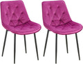 2-delige Set Eetkamerstoelen Fluweel - Keukenstoelen - Hoog Zitcomfort Kleur lila