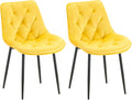 2-delige Set Eetkamerstoelen Fluweel - Keukenstoelen - Hoog Zitcomfort Kleur geel